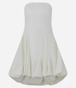 Vestido Tomara que Caia em Tricoline com Saia Balonê