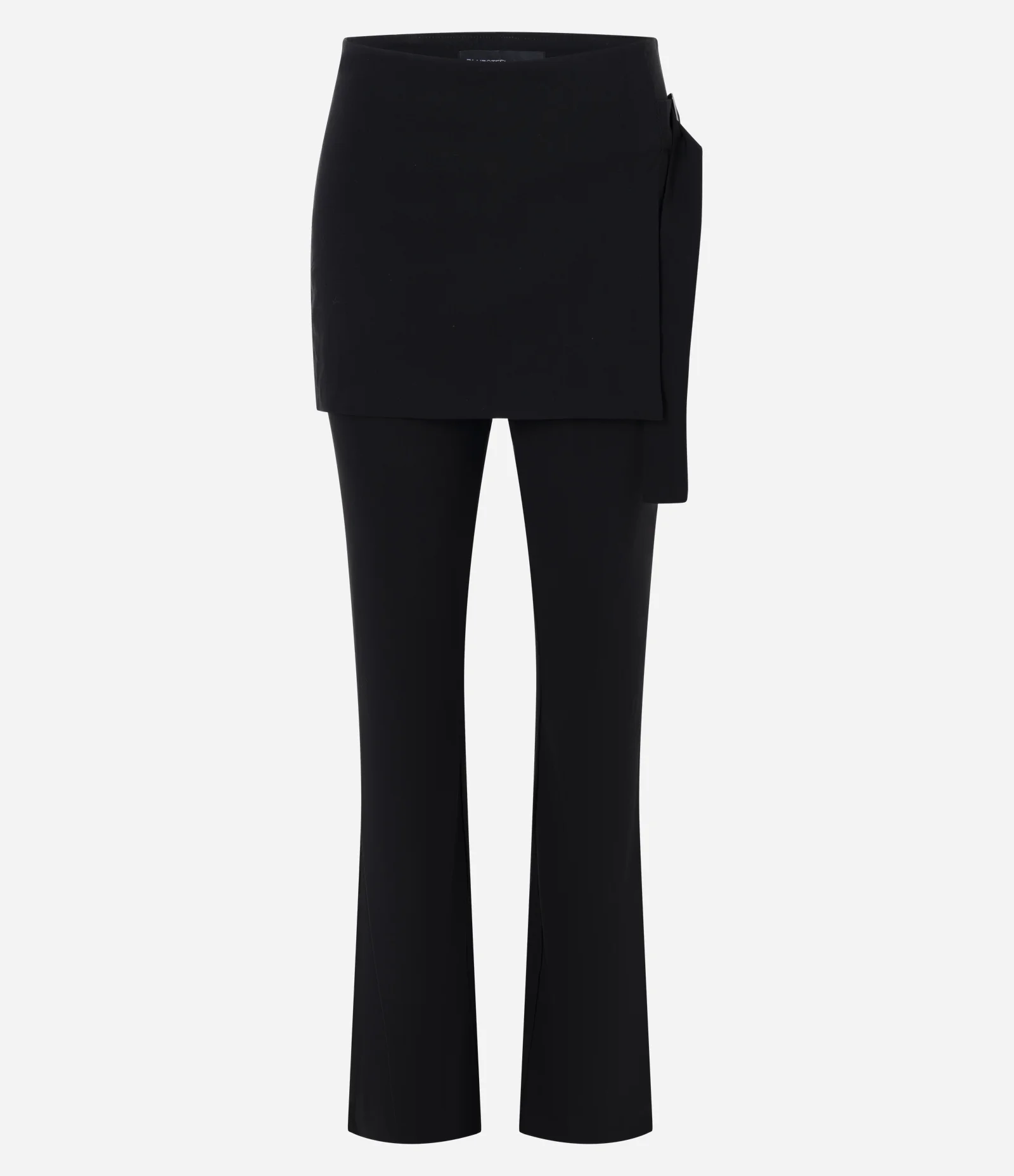 Calça Flare Alfaiatada com Sobreposição de Saia Assimétrica Preto 1