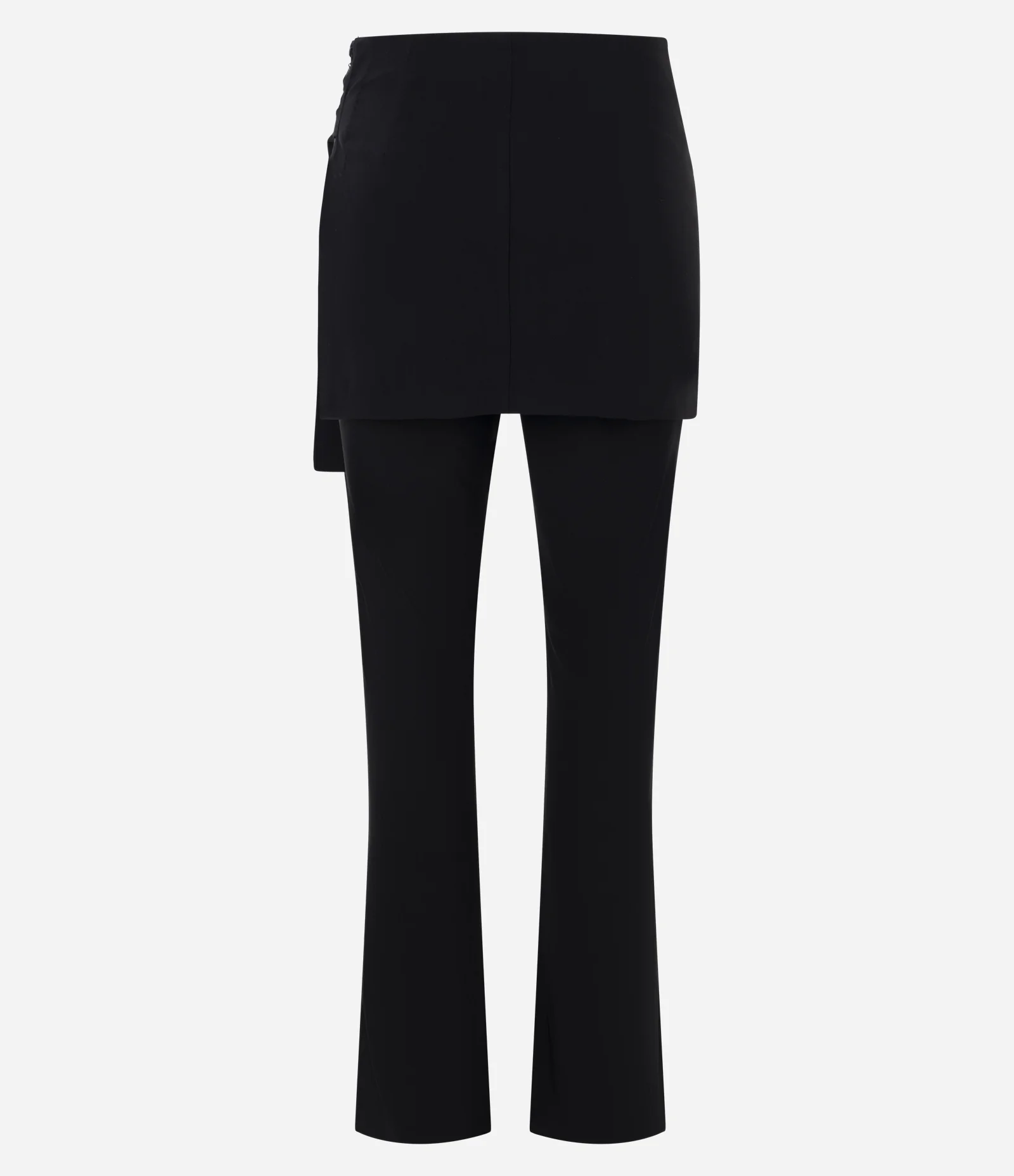 Calça Flare Alfaiatada com Sobreposição de Saia Assimétrica Preto 2