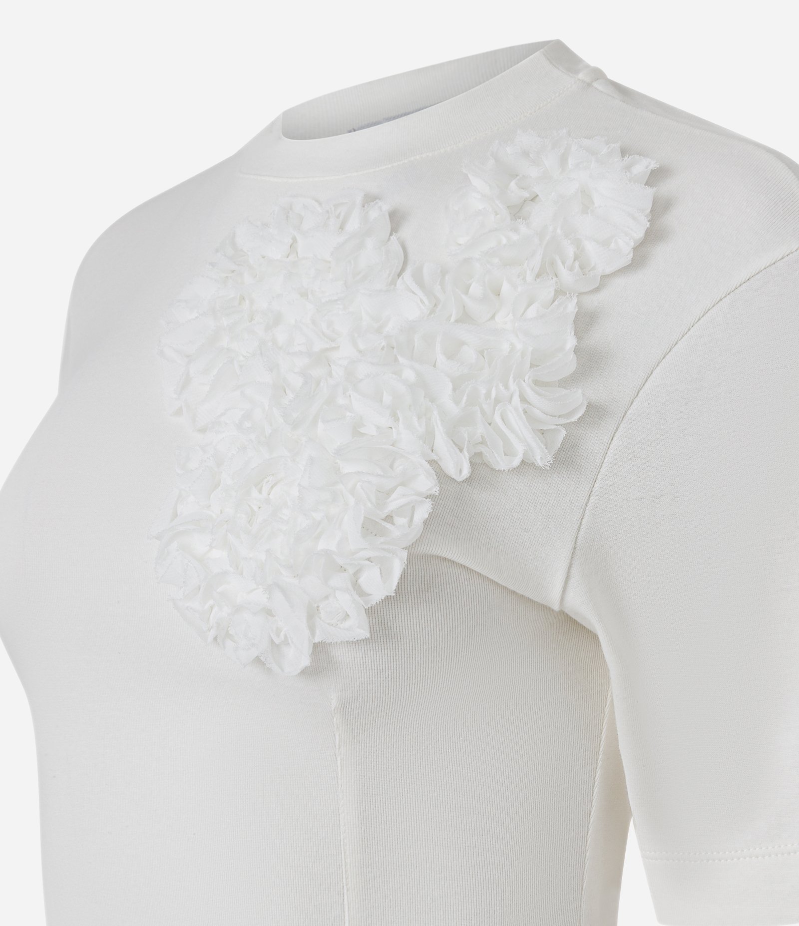Blusa em Algodão com Aplicações Florais em Relevo Branco 6