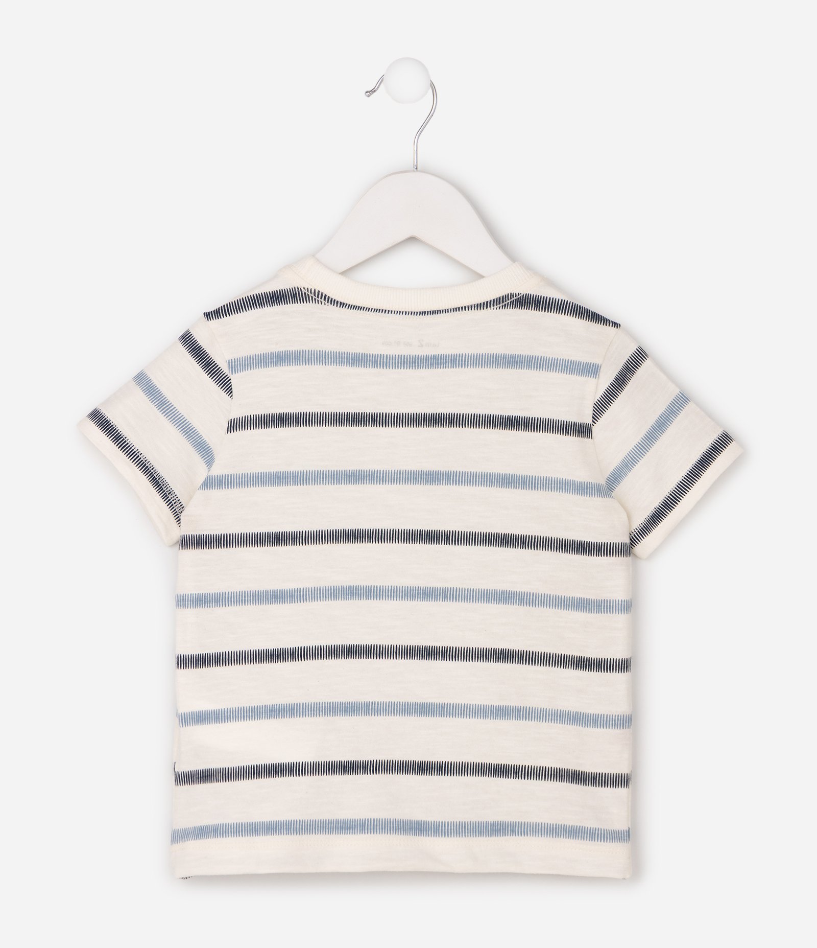 Camiseta Infantil em Algodão com Estampa Listrada – Tam 1 a 6 Anos Azul/Off White 3