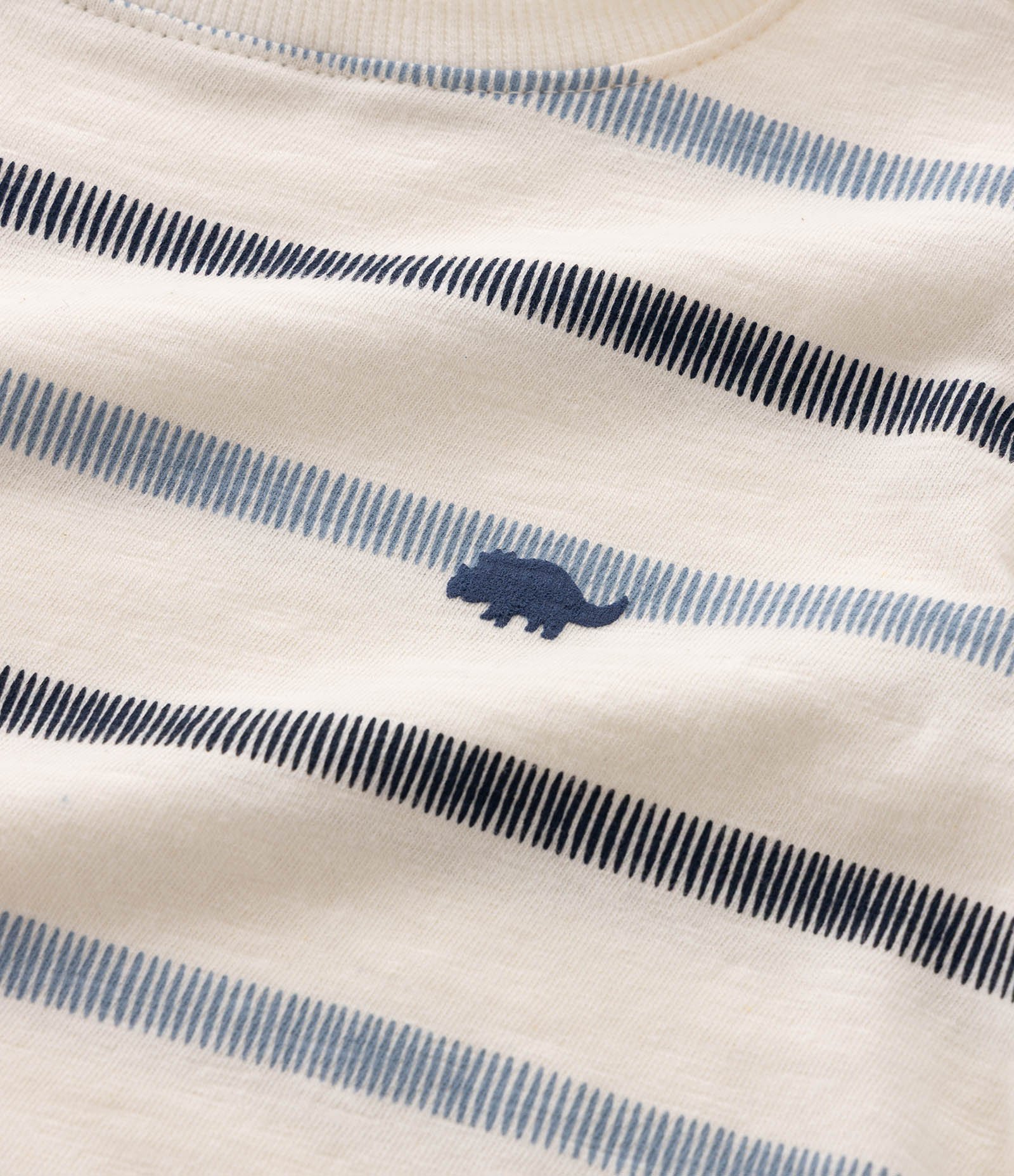 Camiseta Infantil em Algodão com Estampa Listrada – Tam 1 a 6 Anos Azul/Off White 5