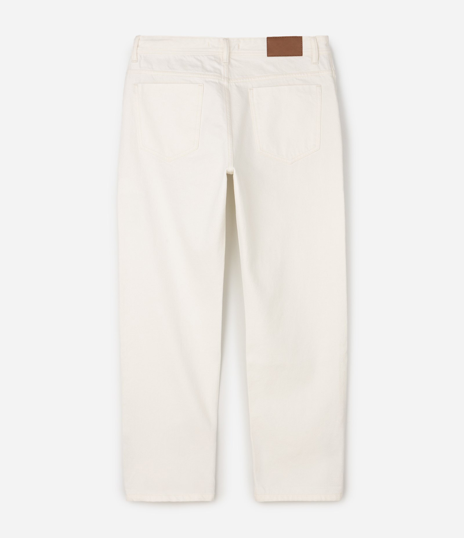 Calça Reta em Sarja com Bolsos e Cintura com Passantes Branco 8