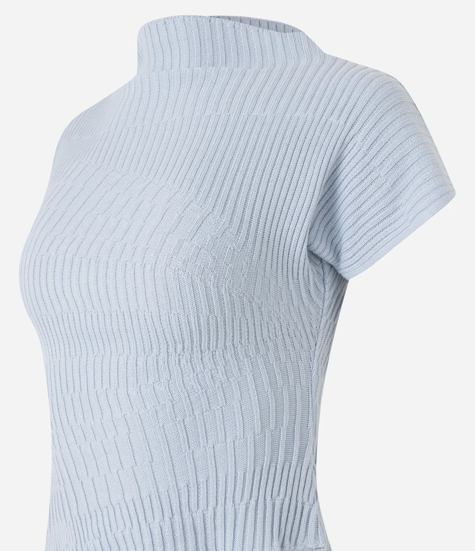 Blusa em Tricô com Gola Alta e Barra Assimétrica Azul 7