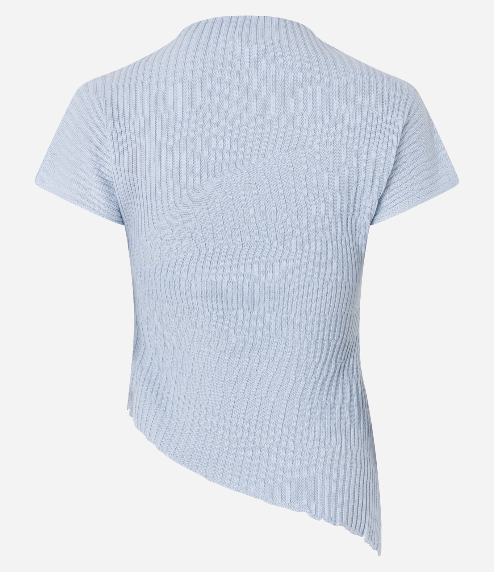 Blusa em Tricô com Gola Alta e Barra Assimétrica Azul 8