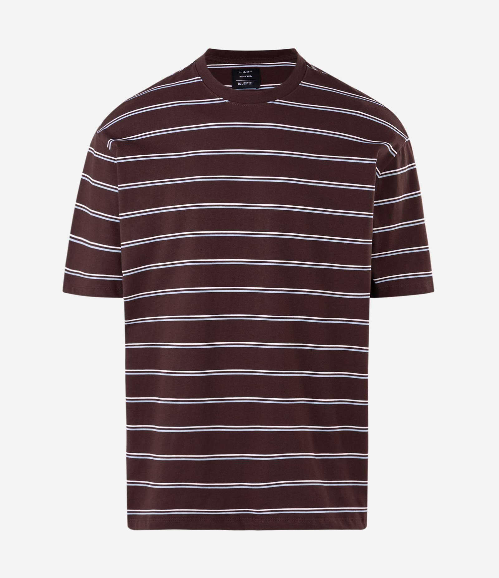 Camiseta Relaxed em Algodão com Estampa Listrada Marrom 4