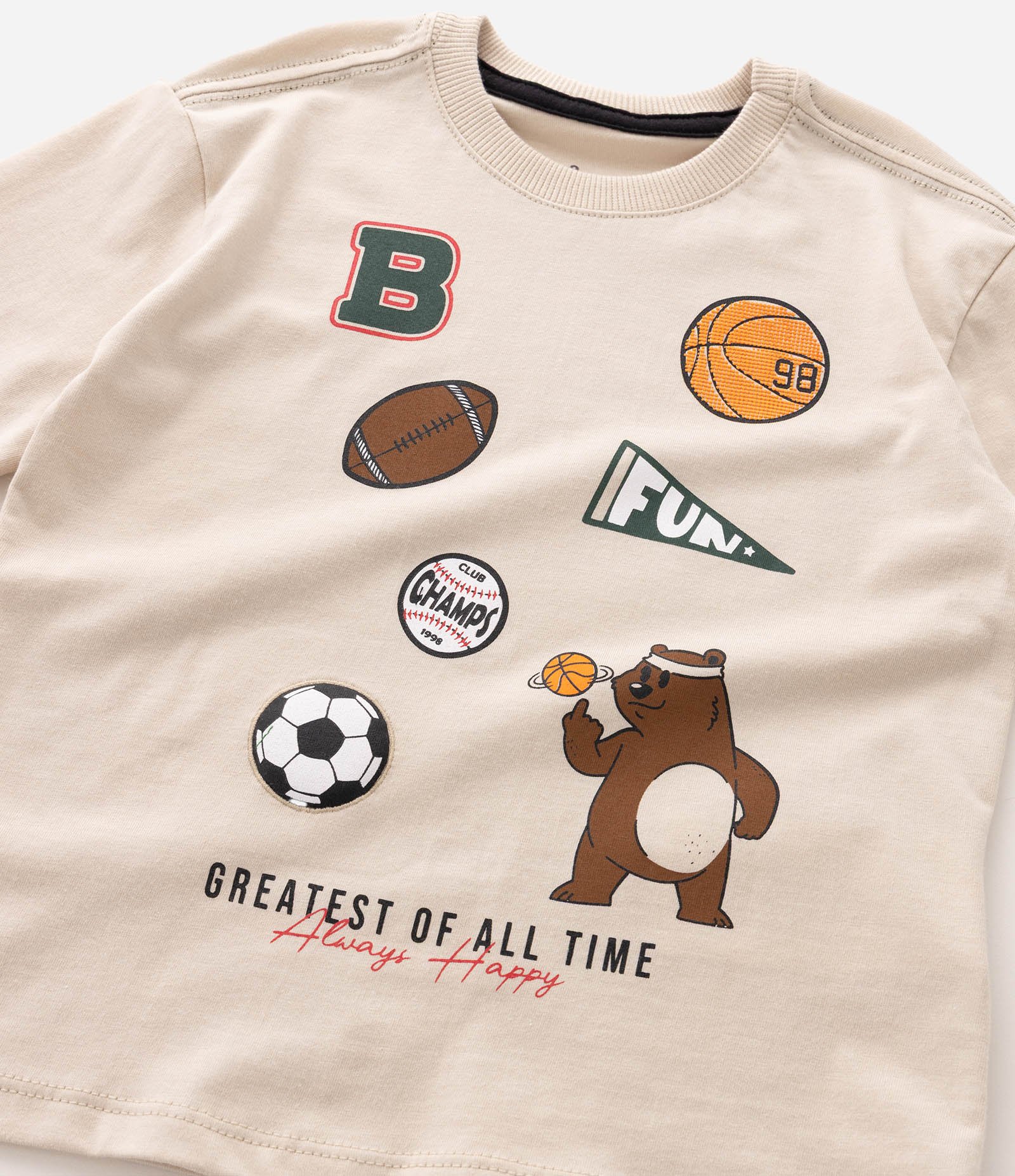 Conjunto Camiseta e Bermuda em Moletom com Ícones Esportivos - Tam 1 a 6 Anos Off White 5