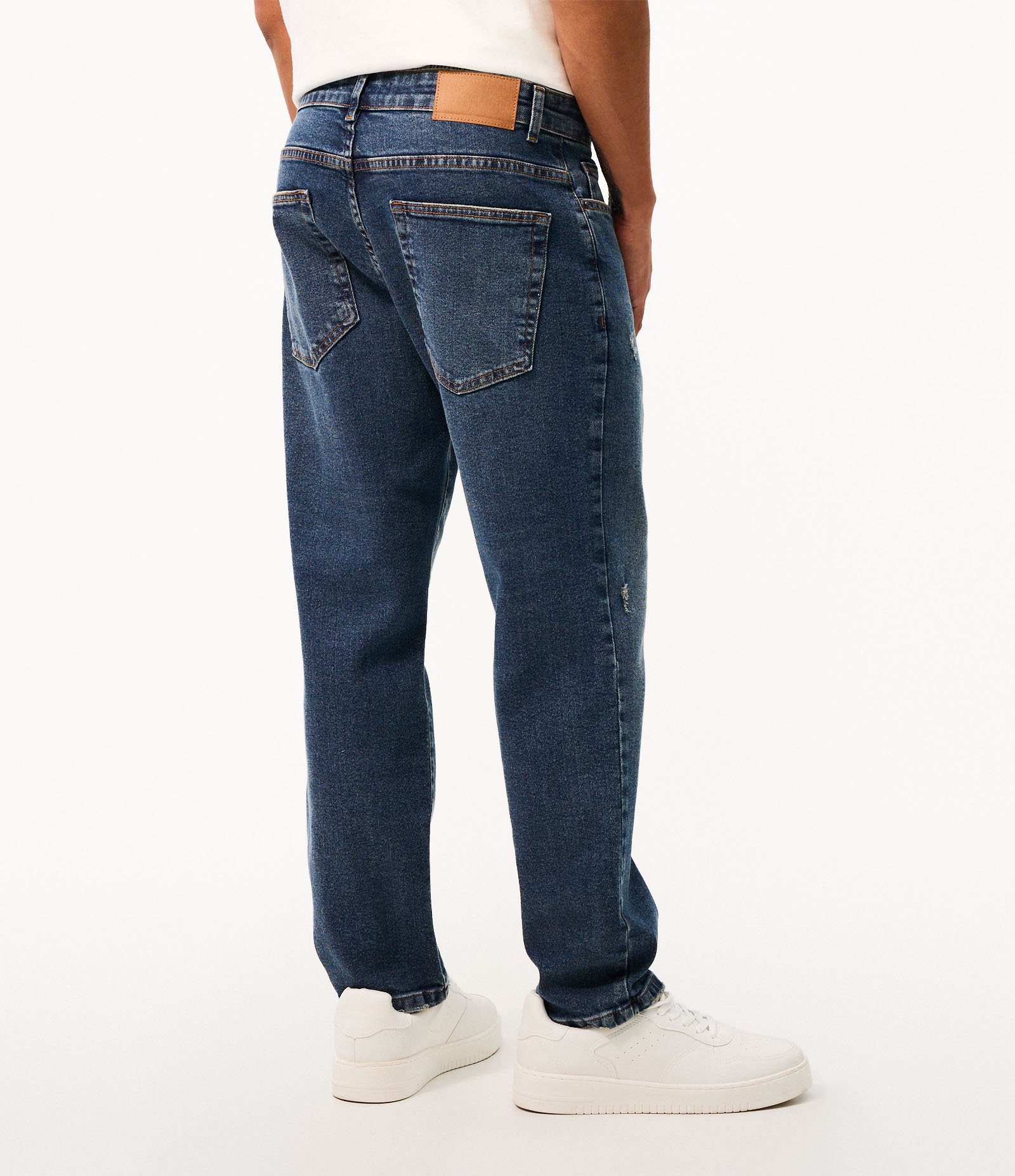 Calça Jeans Slim Cropped com Desgaste Azul 3