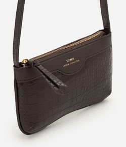 Bolsa Transversal em PU com Textura Croco