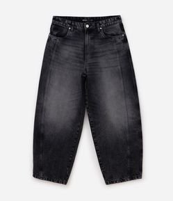 Calça Jeans Baggy Balloon com Recortes Estruturados