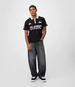 Calça Jeans Baggy Balloon com Recortes Estruturados