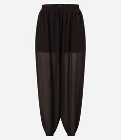 Calça Aladim em Chiffon Texturizado com Transparência