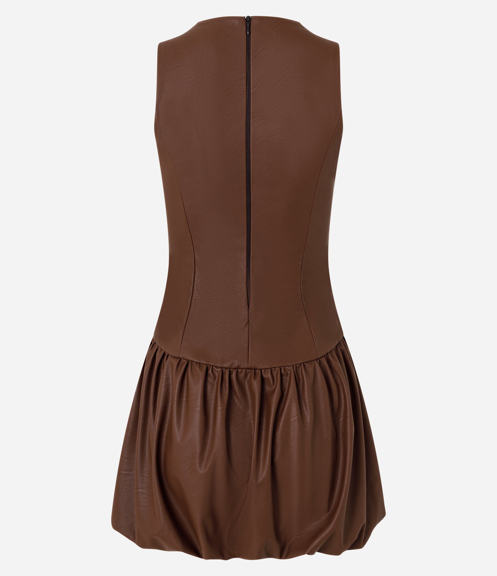 Vestido Balonê Curto em PU com Decote Halter Bordô 6