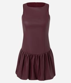 Vestido Balonê Curto em PU com Decote Halter