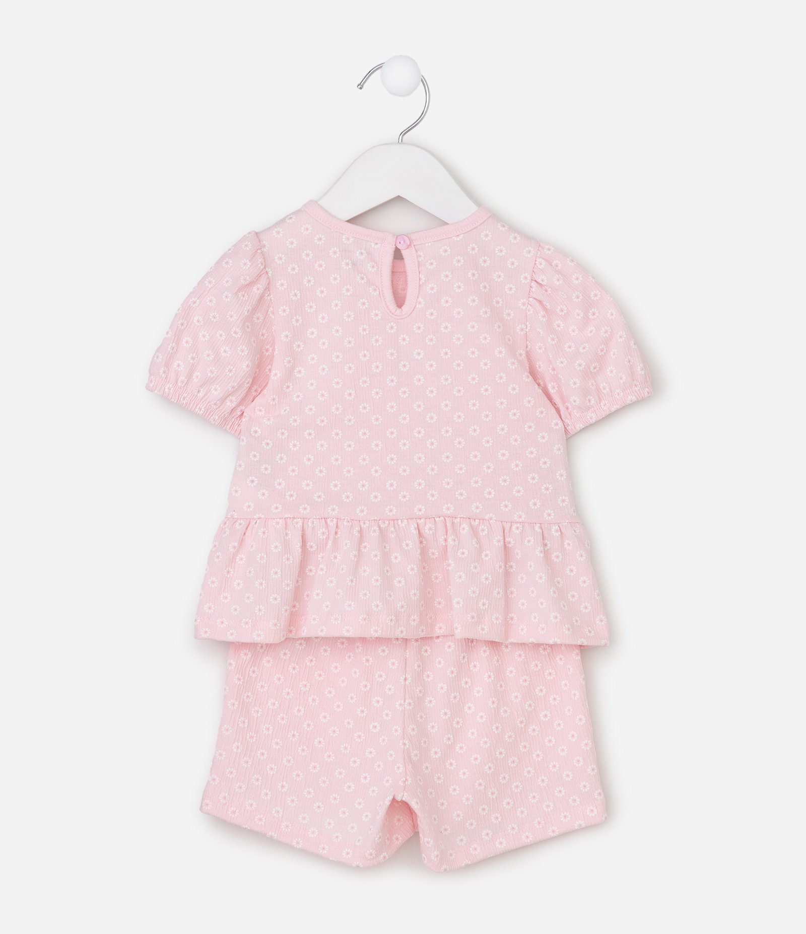 Conjunto Comfort Infantil com Estampa Floral e Texturizado - Tam 1 a 6 Anos Rosa 3