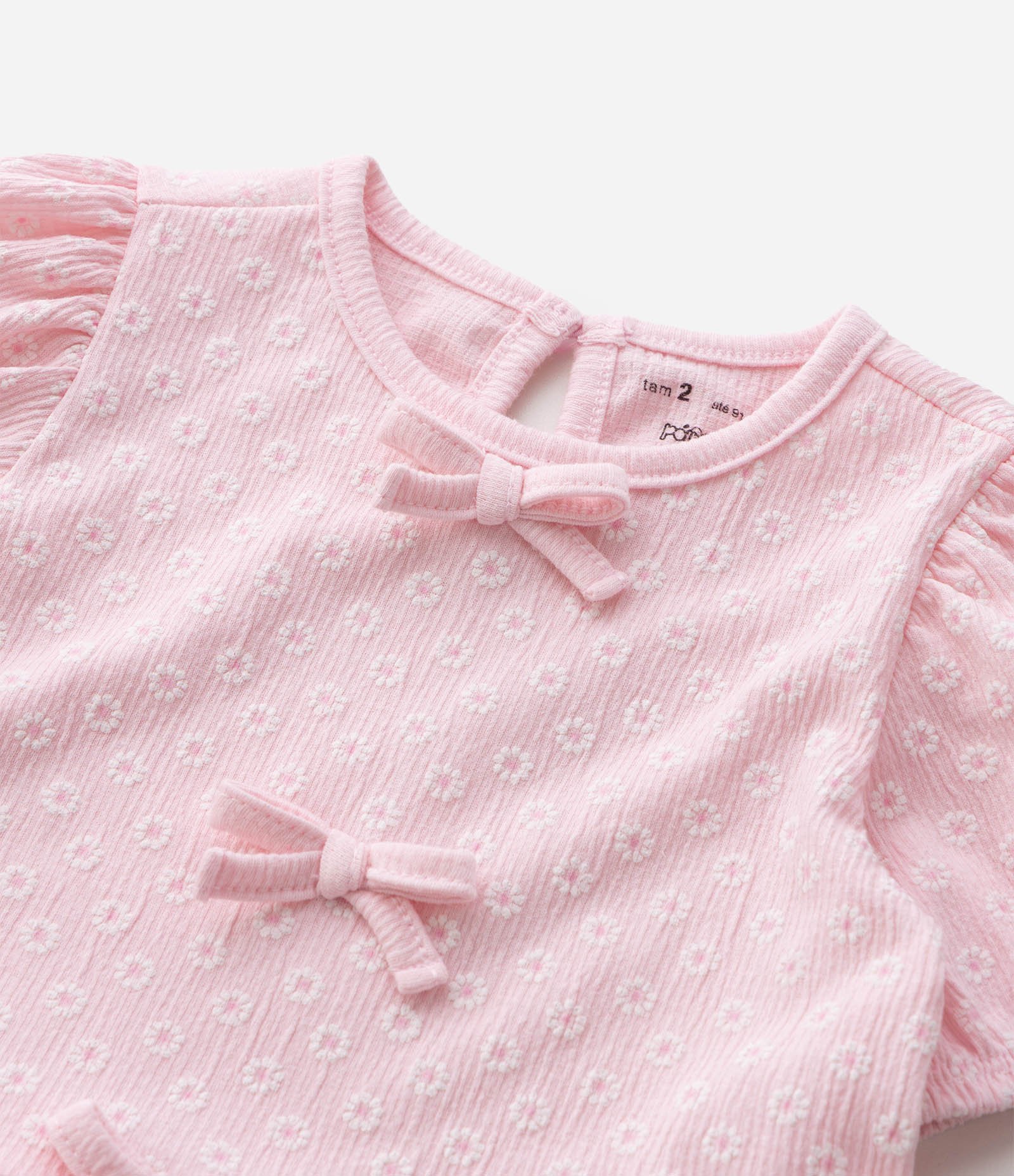 Conjunto Comfort Infantil com Estampa Floral e Texturizado - Tam 1 a 6 Anos Rosa 4