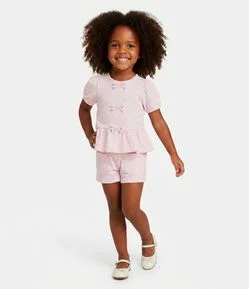 Conjunto Comfort Infantil com Estampa Floral e Texturizado - Tam 1 a 6 Anos