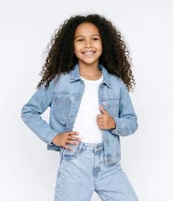 Calça Jeans Balloon Infantil em Algodão com Passantes - Tam 5 a 16 Anos
