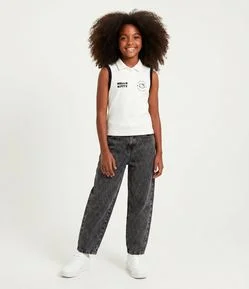 Calça Balloon Jeans com Aplicação Geométrica – Tam 5 a 16 Anos
