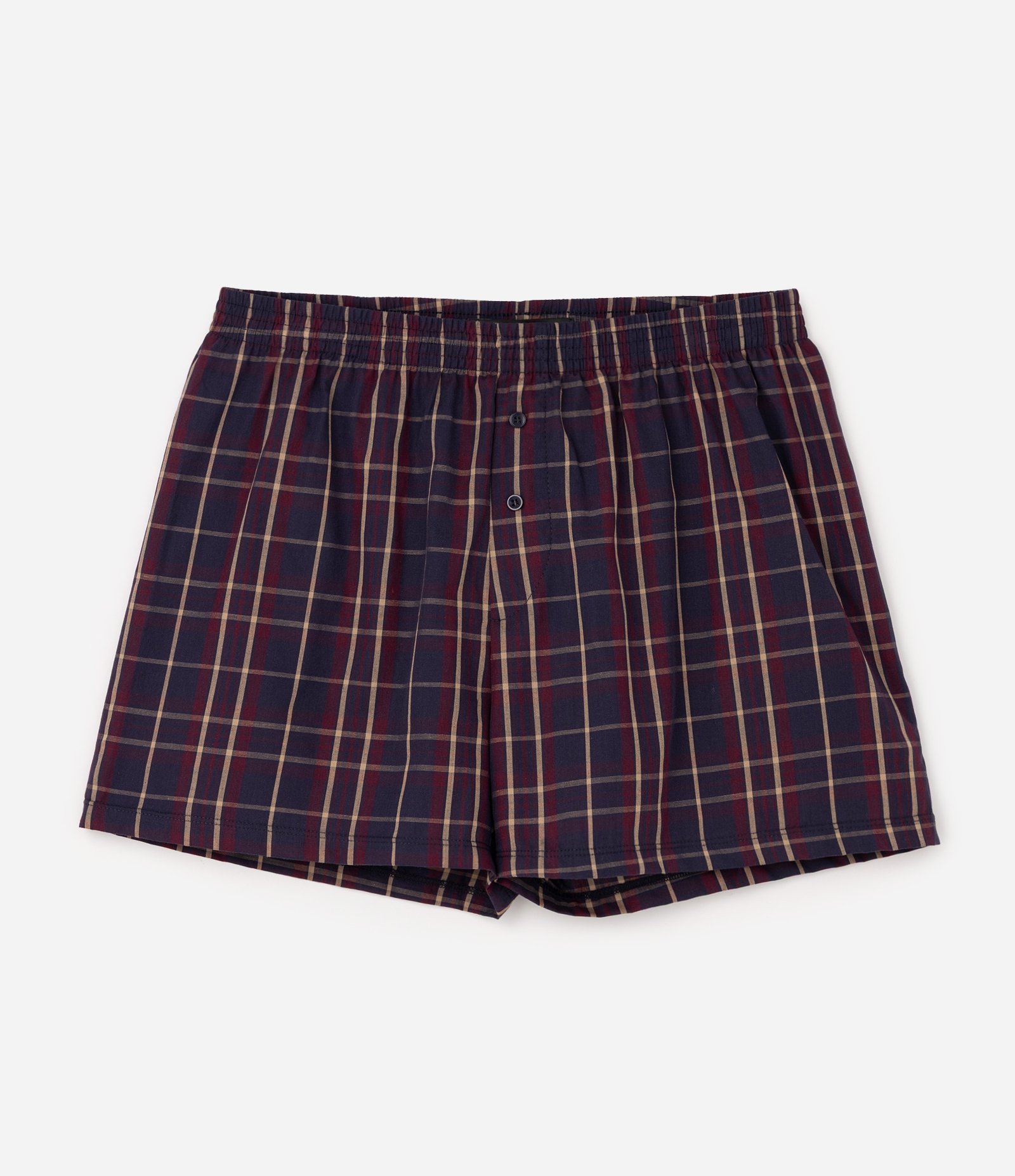 Cueca em Algodão Xadrez com Botões Frontal Bordô 5