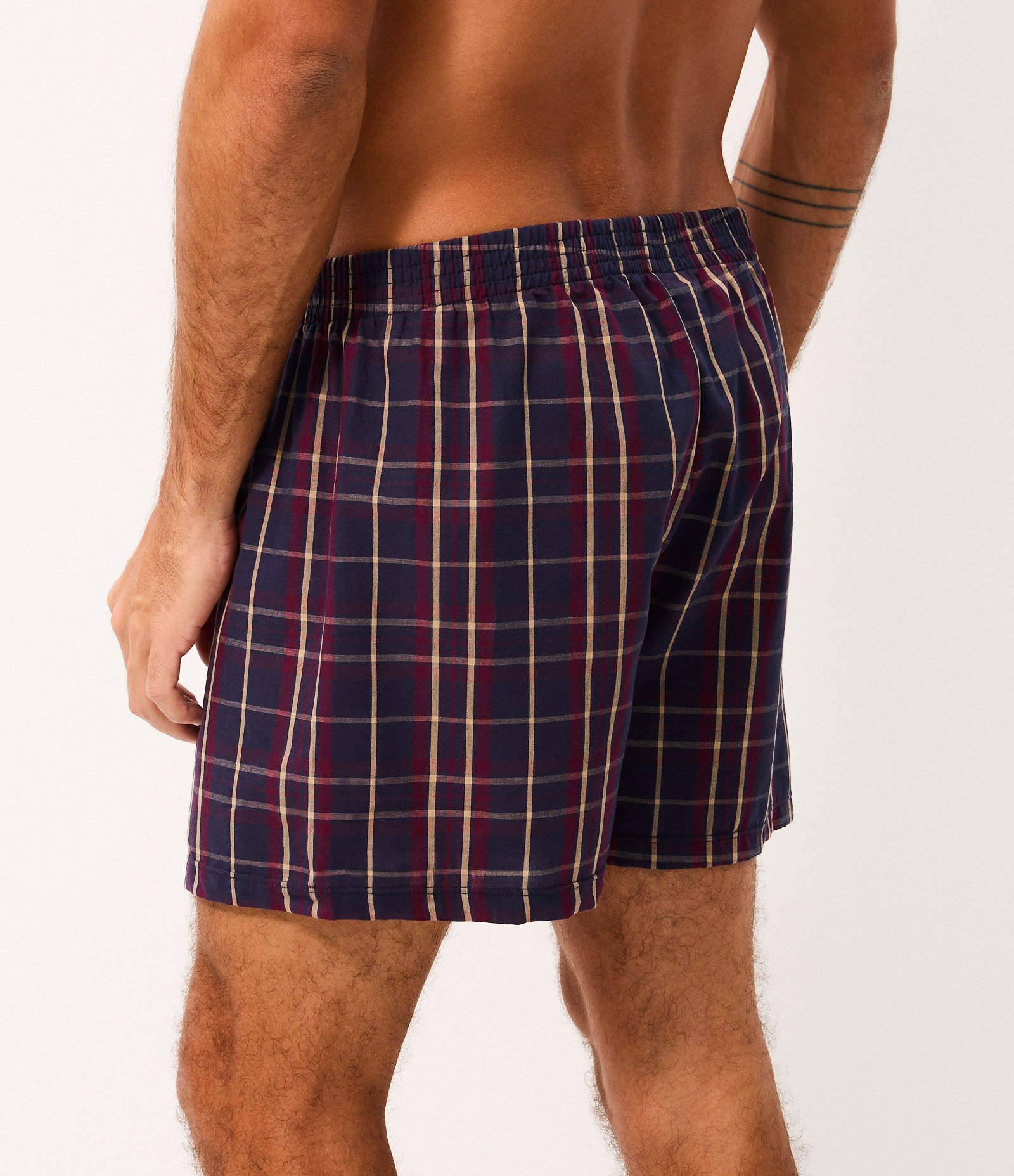 Cueca em Algodão Xadrez com Botões Frontal Bordô 3