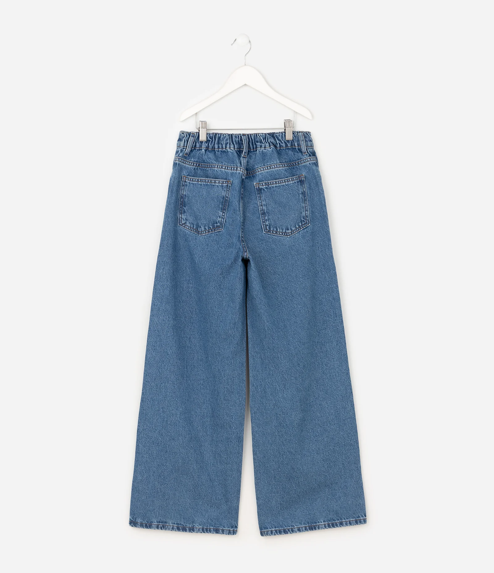 Calça Wide Infantil em Jeans com Aplicação Geométrica - Tam 5 a 16 Anos Azul Médio 2