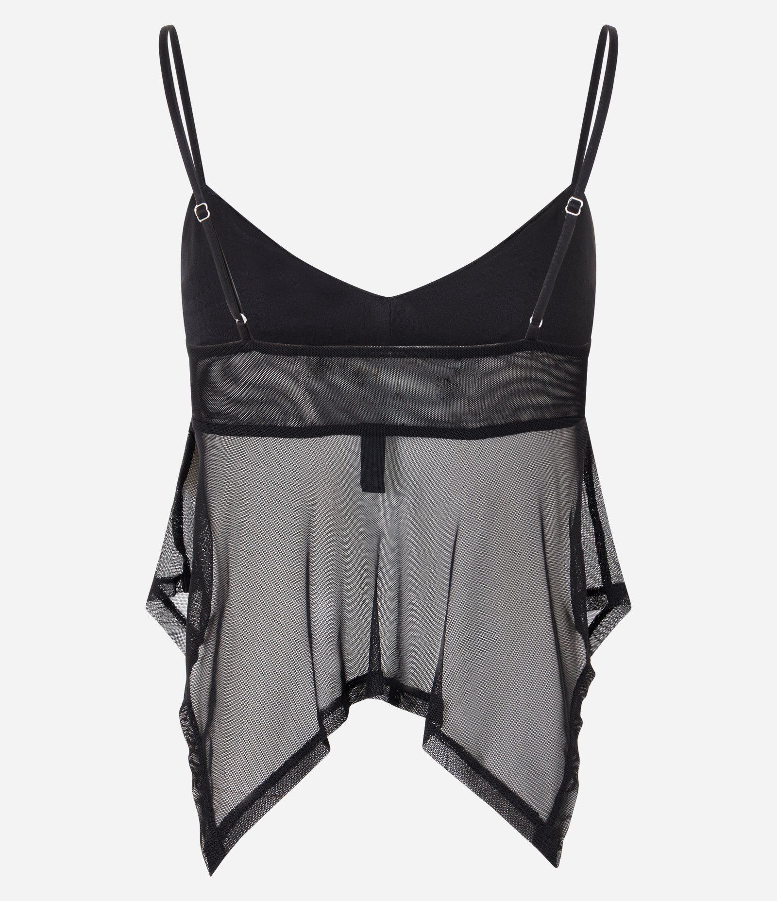 Top Assimétrico em Tule Bordado com Aplicações de Miçangas Preto 3