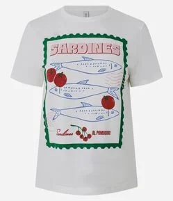 Camiseta em Algodão com Estampa Lettering Sardines