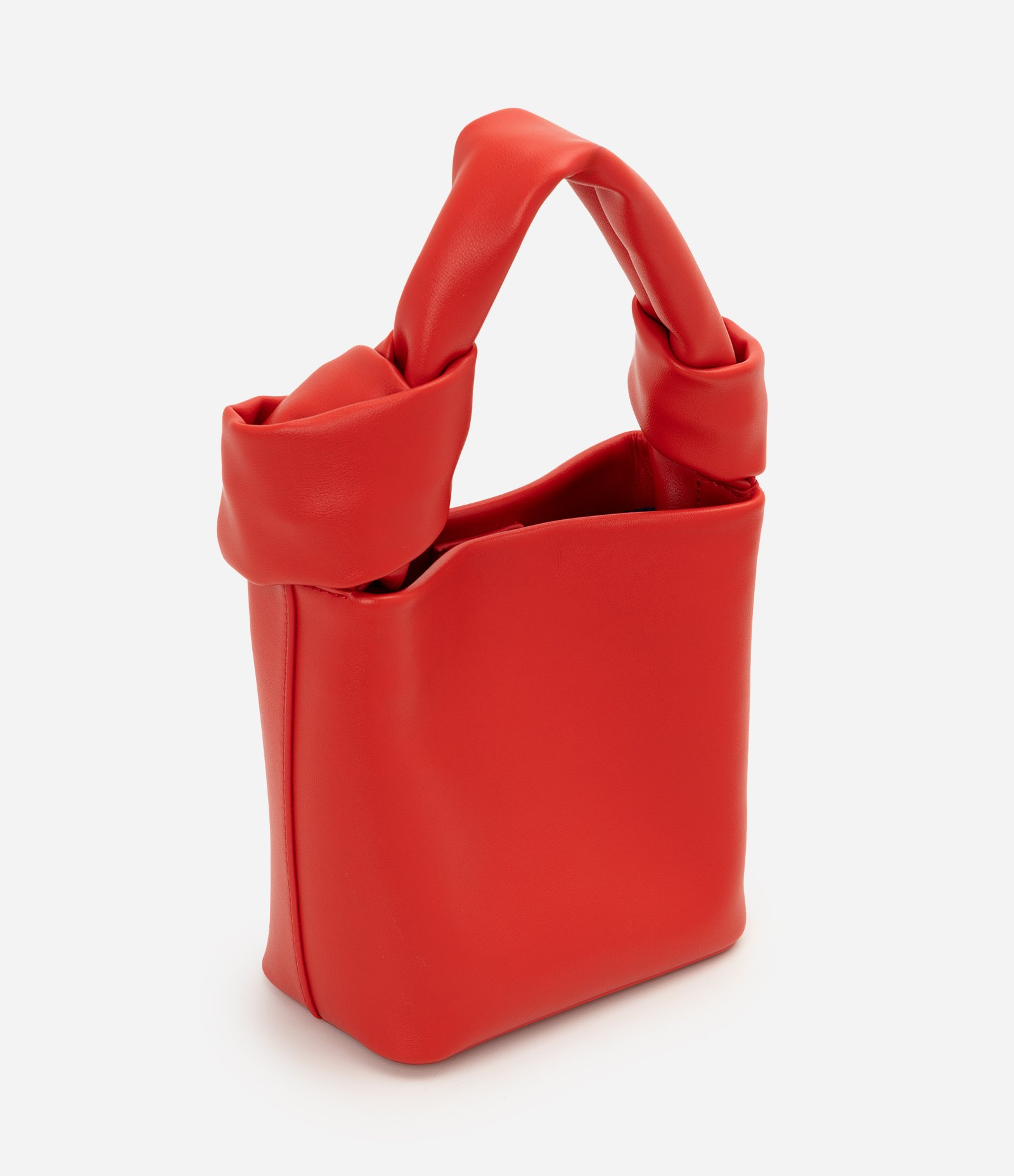 Bolsa Pequena em Couro com Alça de Mão e Detalhe de Nó Vermelho 3