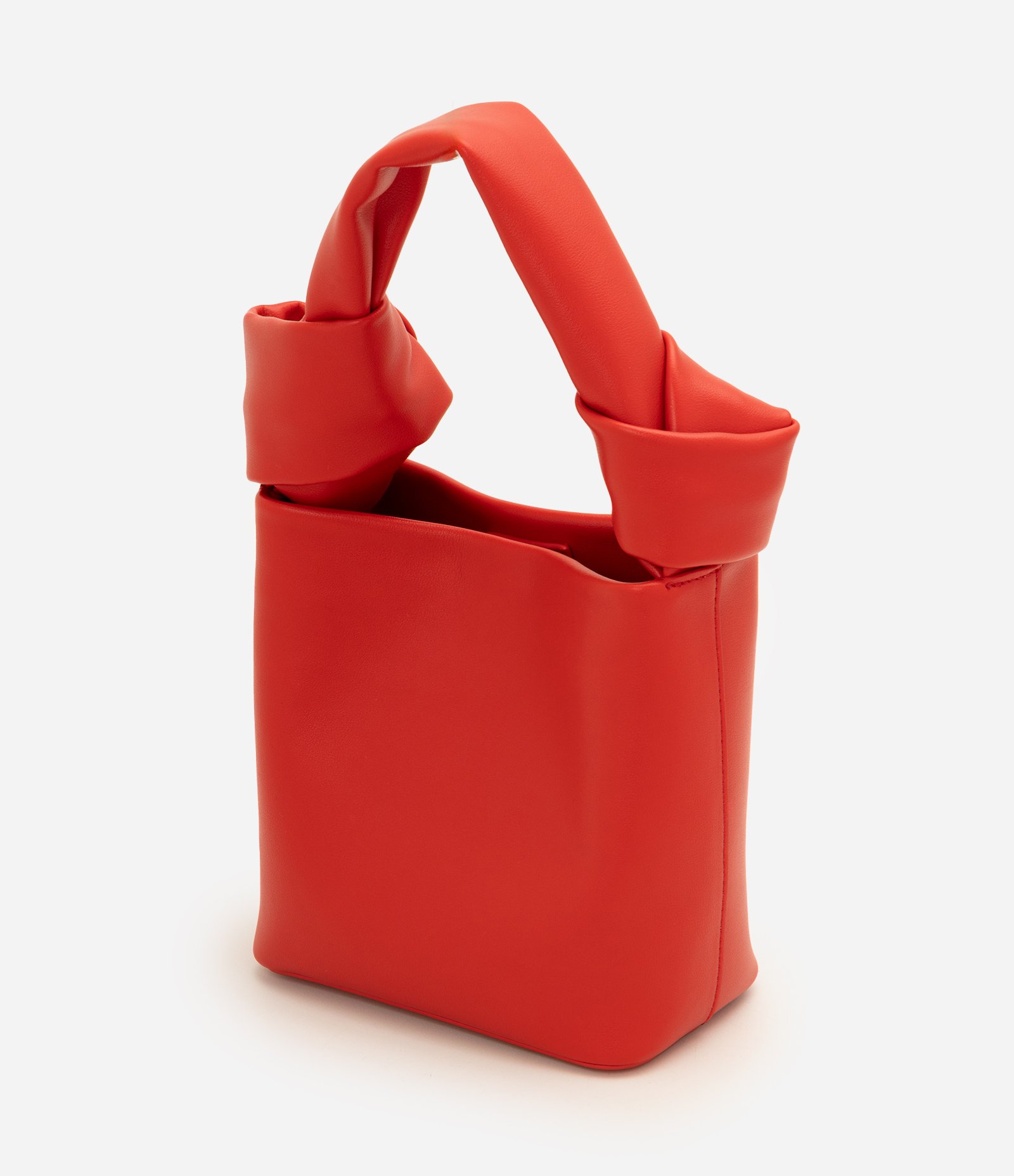 Bolsa Pequena em Couro com Alça de Mão e Detalhe de Nó Vermelho 5