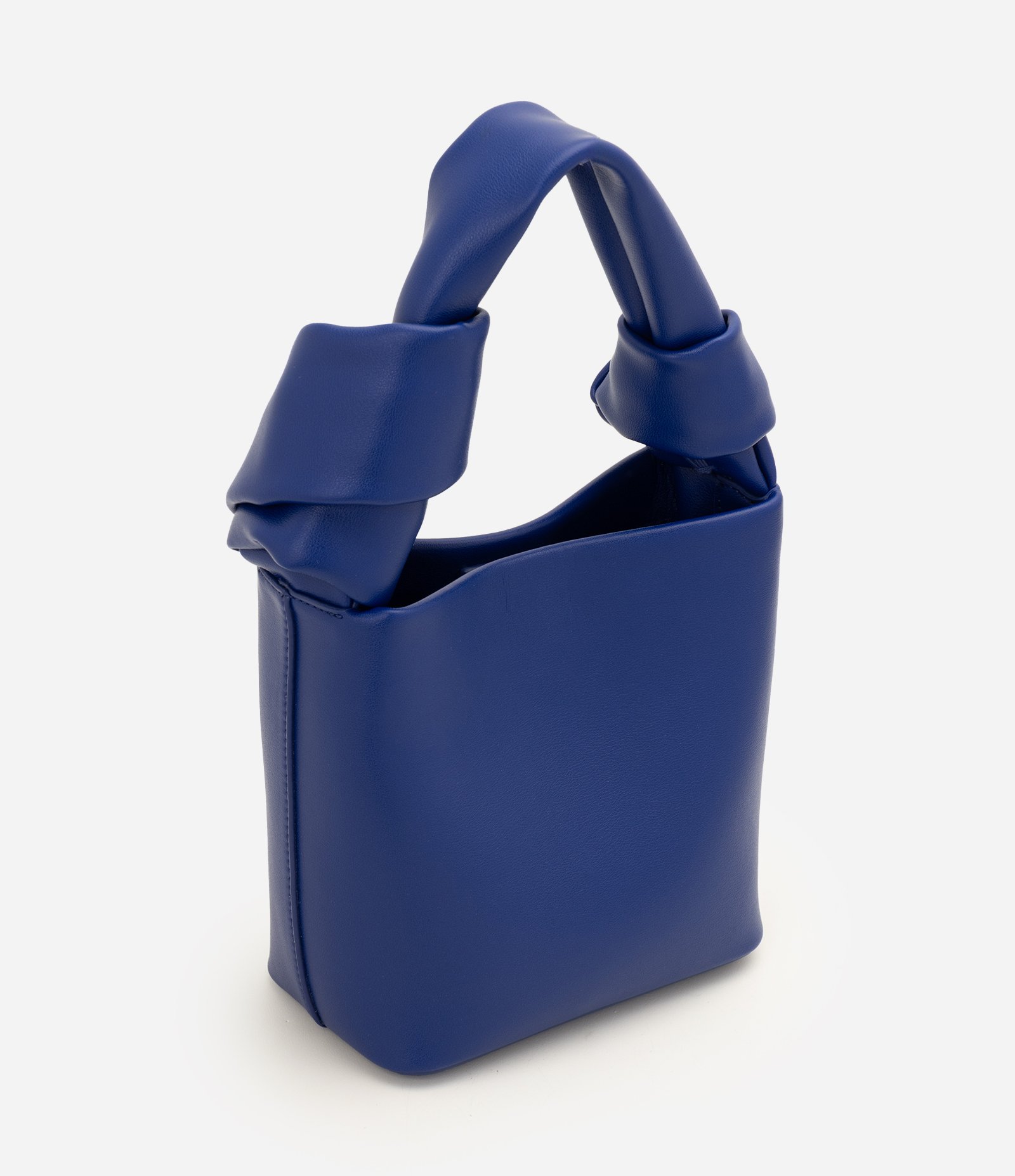 Bolsa Pequena em Couro com Alça de Mão e Detalhe de Nó Azul 2
