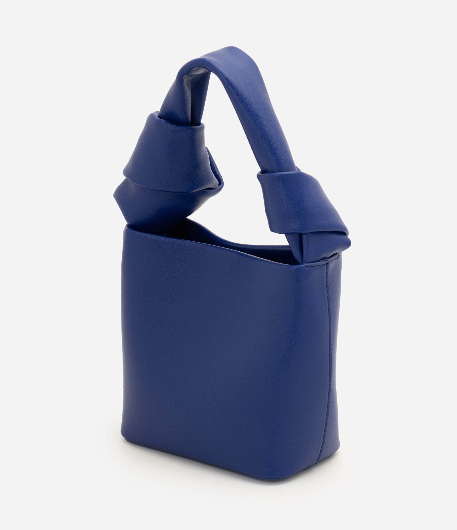 Bolsa Pequena em Couro com Alça de Mão e Detalhe de Nó Azul 5