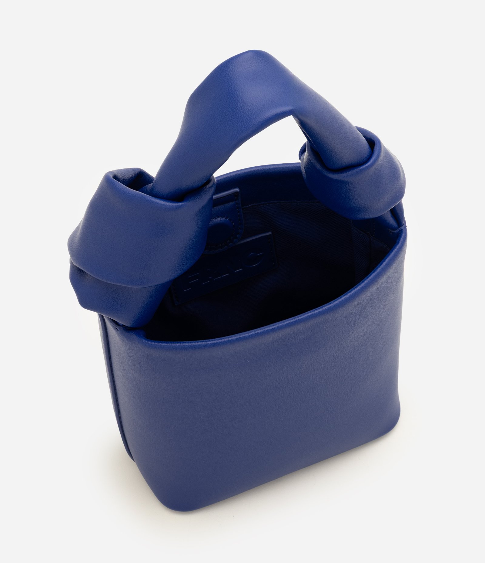 Bolsa Pequena em Couro com Alça de Mão e Detalhe de Nó Azul 6