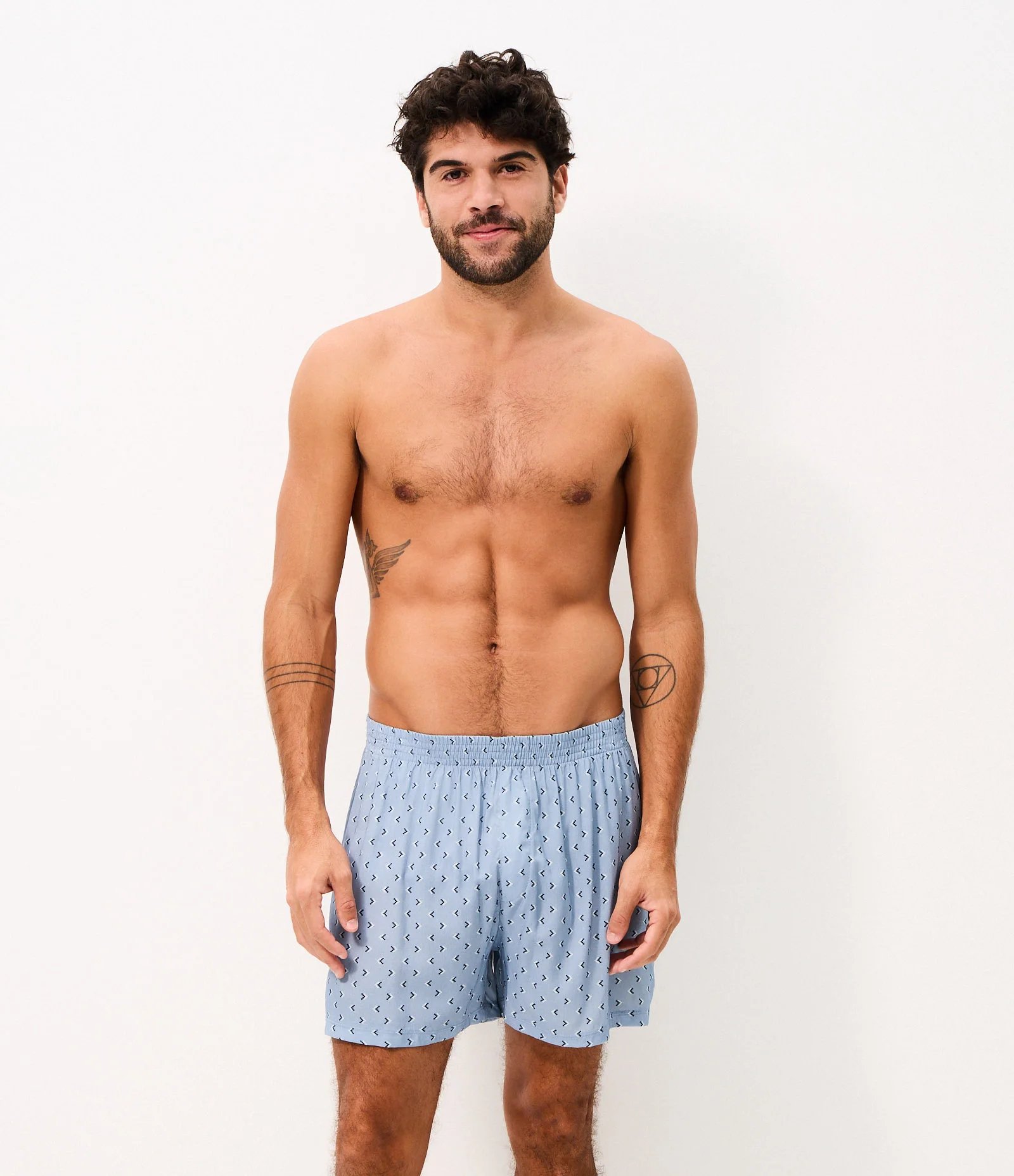 Cueca em Viscose com Estampa Geométrica e Cós Elástico Azul 1