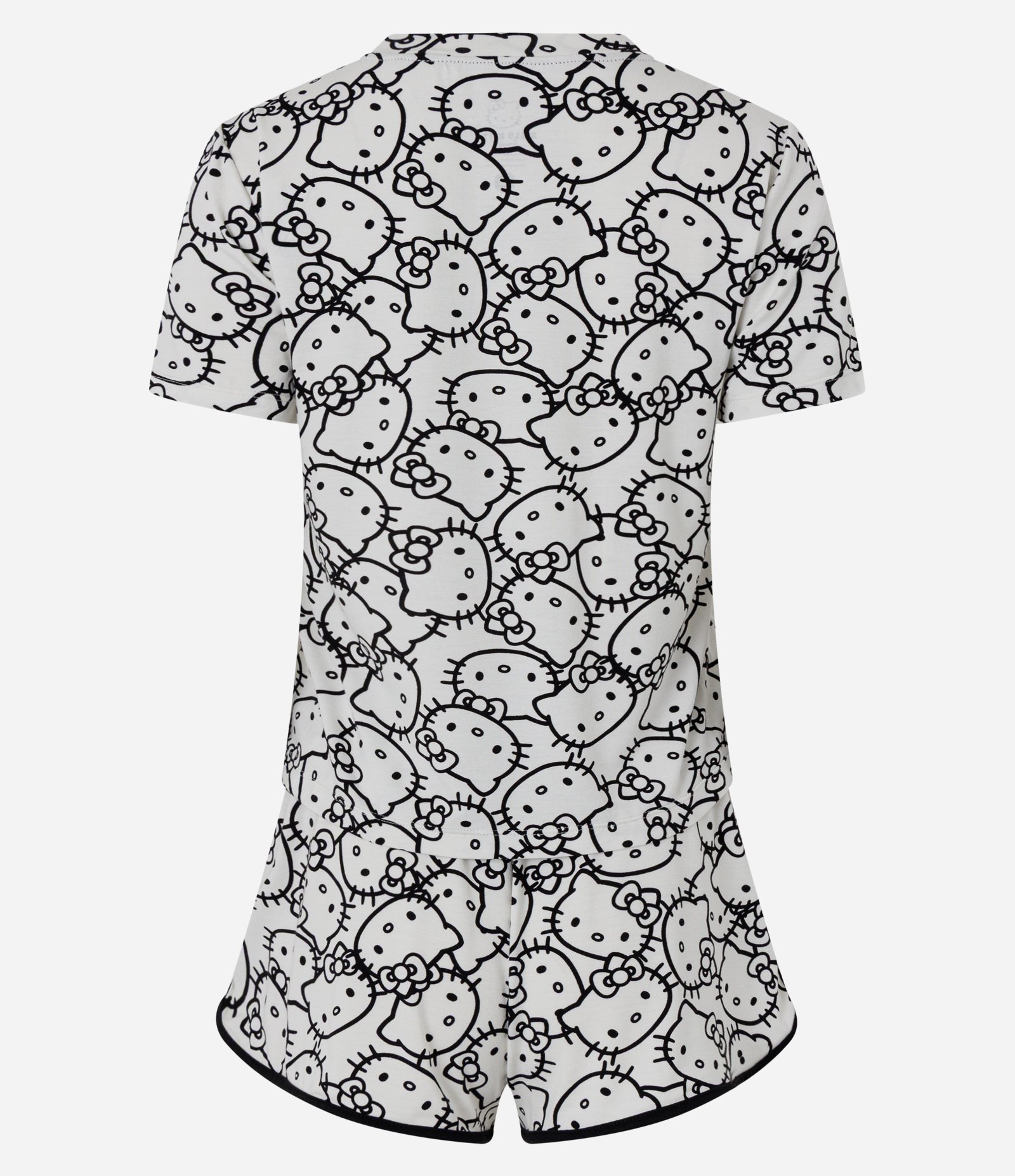 Pijama Curto em Viscolycra com Estampa Hello Kitty Branco/Preto 2