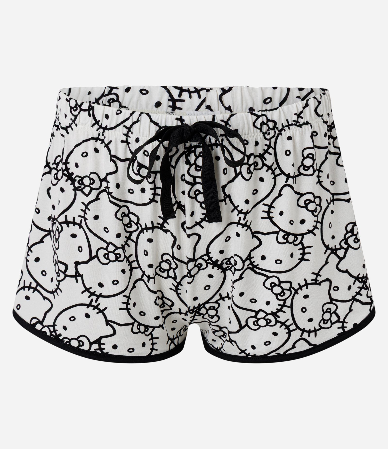 Pijama Curto em Viscolycra com Estampa Hello Kitty Branco/Preto 3