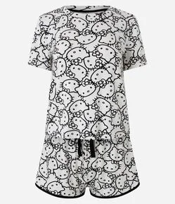 Pijama Curto em Viscolycra com Estampa Hello Kitty