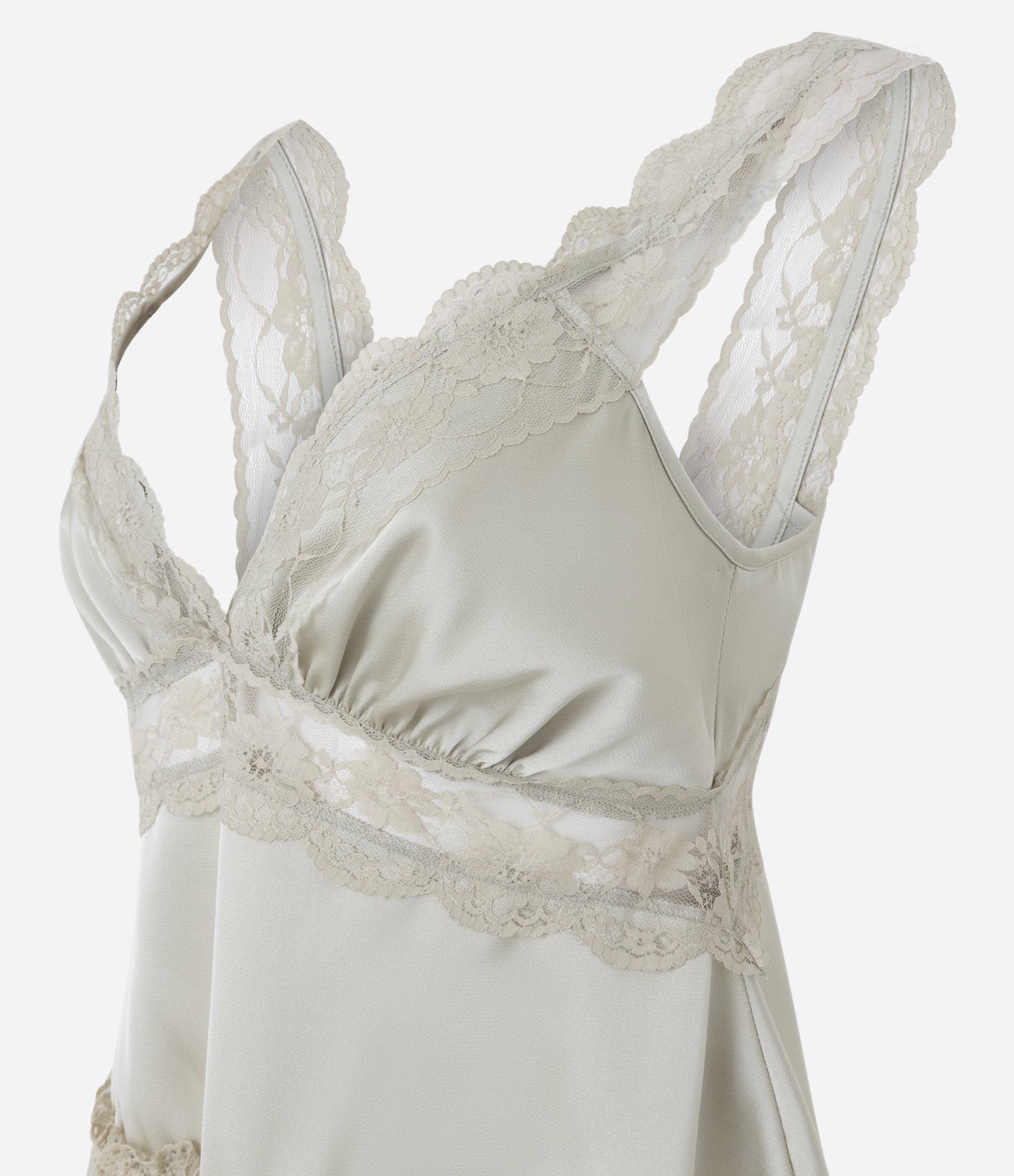 Blusa em Renda com Alças Largas e Barra Assimétrica Off White 2