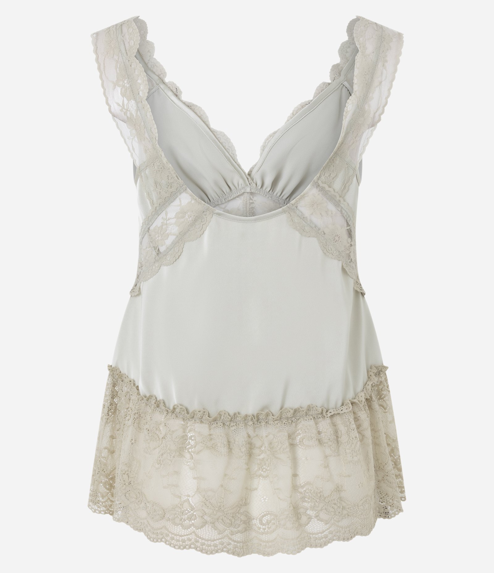Blusa em Renda com Alças Largas e Barra Assimétrica Off White 3