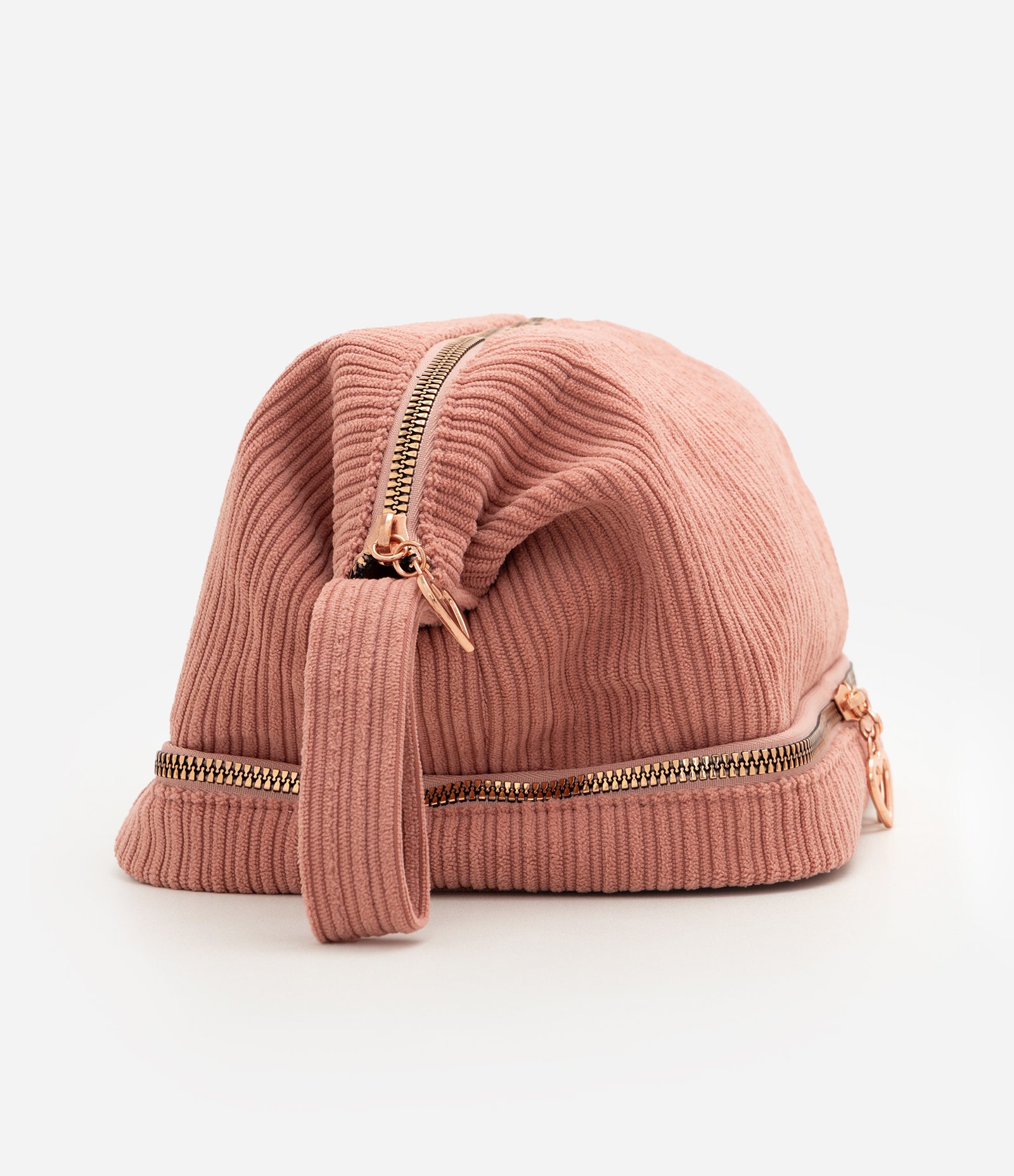 Necessaire Trapézio em Veludo com Compartimento Duplo Rosa 2