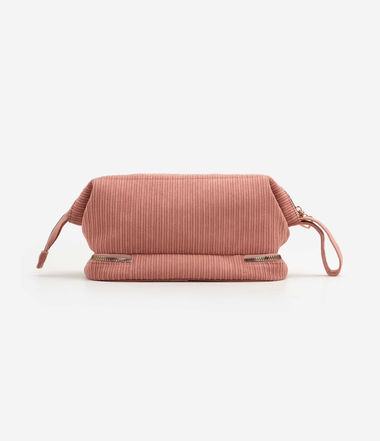 Necessaire Trapézio em Veludo com Compartimento Duplo Rosa 3