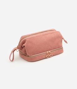 Necessaire Trapézio em Veludo com Compartimento Duplo