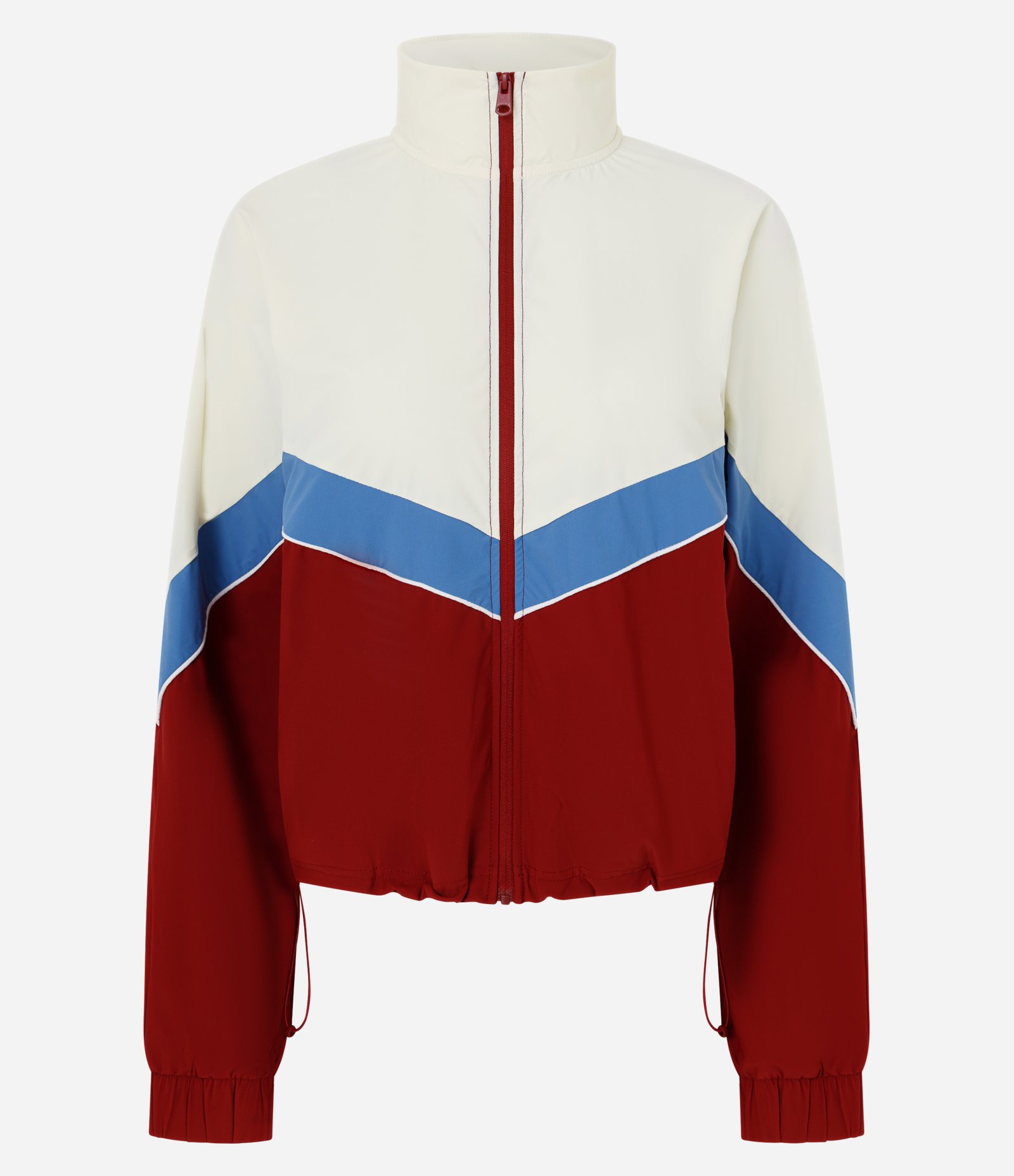 Jaqueta Esportiva Quebra Vento com Estampa Color Block Vermelho/Azul/Off White 6