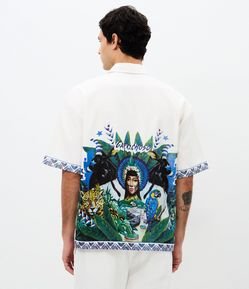 Camisa Boxy em Sarja com Bordado Boi Caprichoso