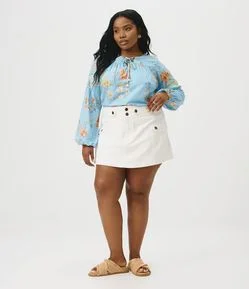 Short Saia Sarja com Bolsos Cargo Curve & Plus Size