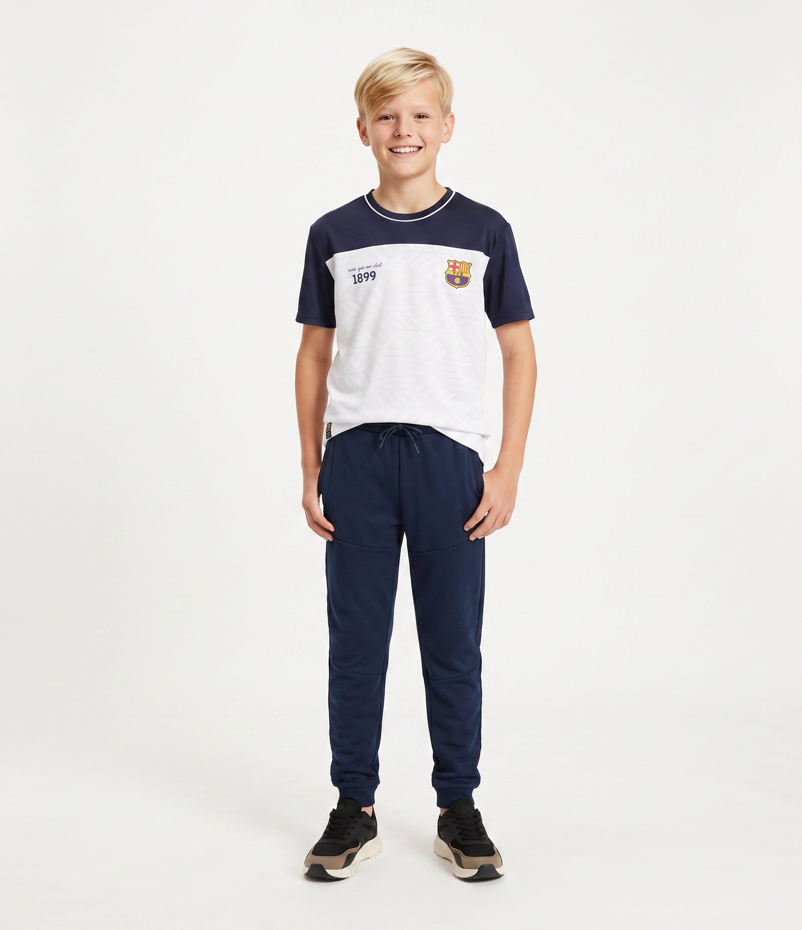 Camiseta Infantil Barcelona - Tam  5 a 14 Anos Branco 1