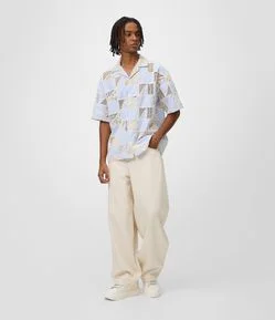 Calça Baggy Balloon em Sarja com Bolsos