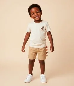 Camiseta Infantil com Bordado de Dinossauro  – Tam 1 a 6 Anos