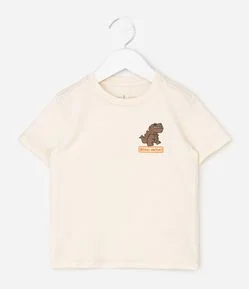 Camiseta Infantil com Bordado de Dinossauro  – Tam 1 a 6 Anos
