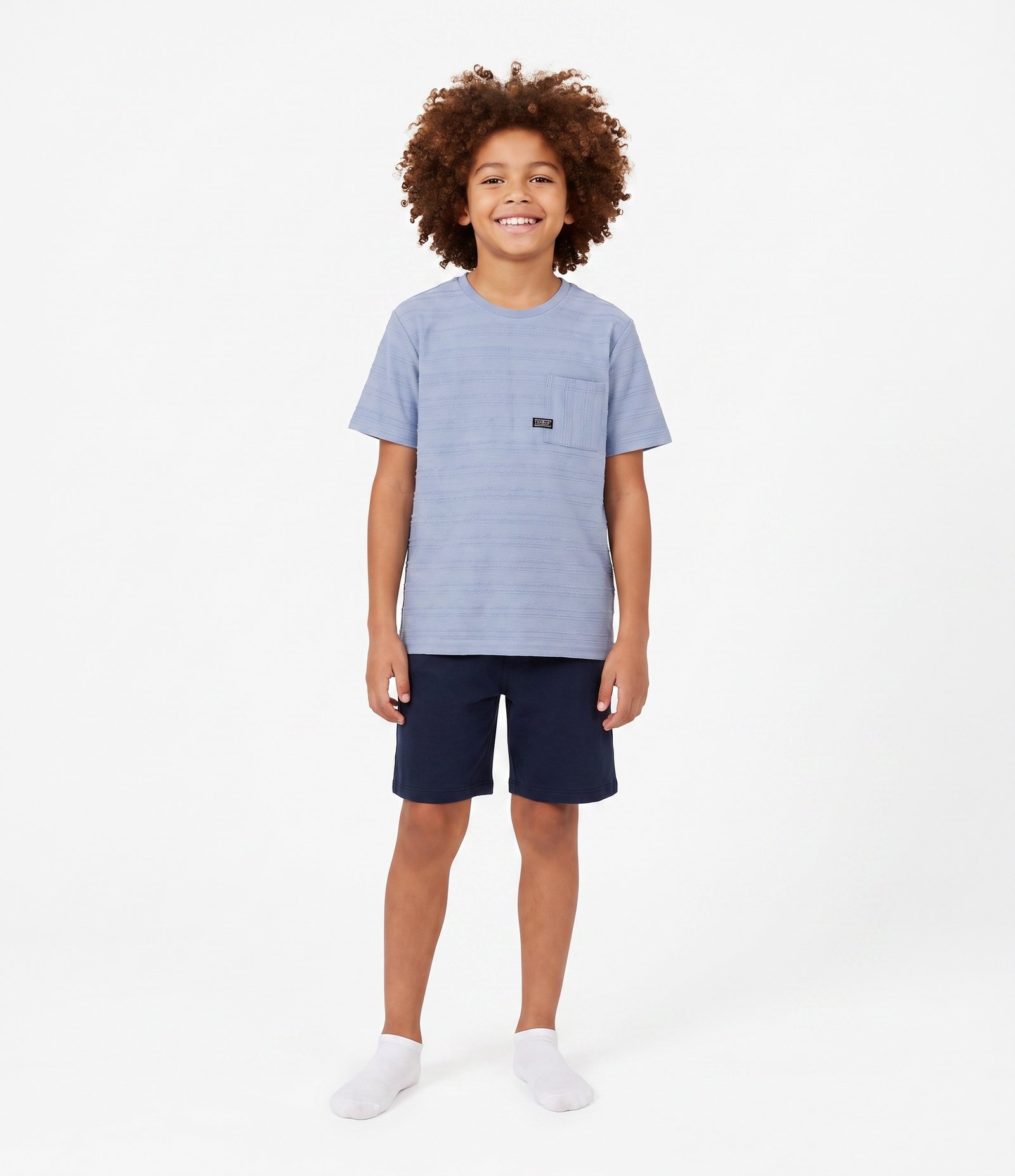 Conjunto de Pijama Infantil em Algodão Texturizado Azul 1